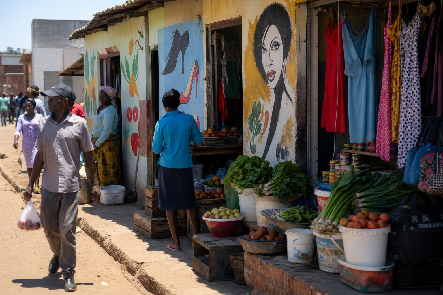 Local shops on a sunny street